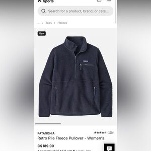 BNWT Patagonia retro pile marsupial smoulder blue xs